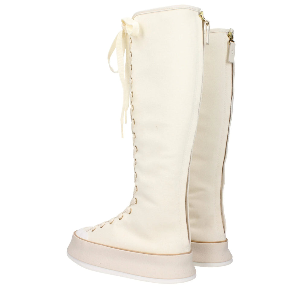 Max Mara Beige Fabric Lace-Up Boots - Boots