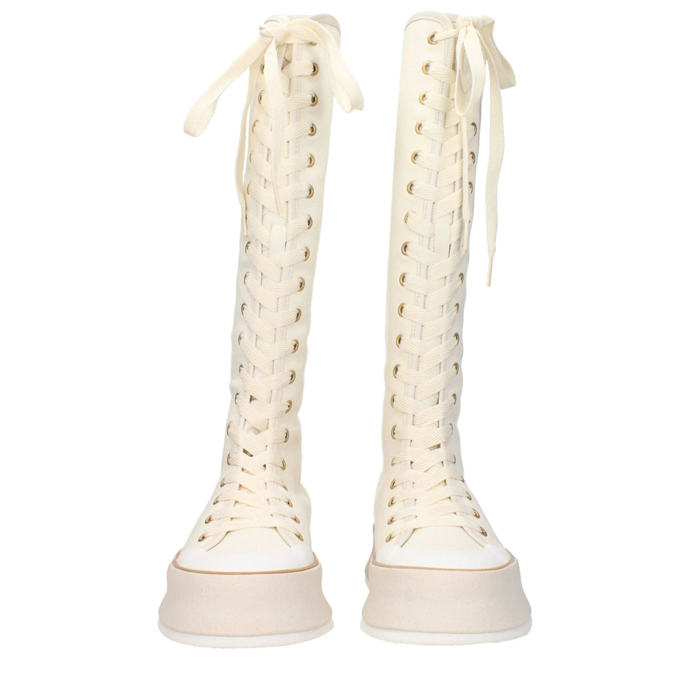 Max Mara Beige Fabric Lace-Up Boots - Boots