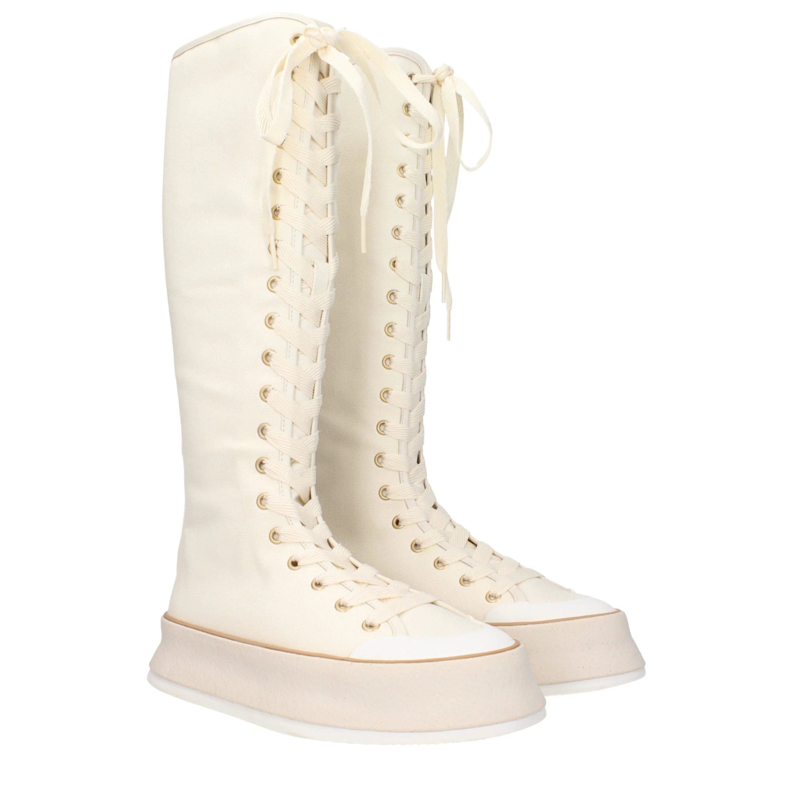Max Mara Beige Fabric Lace-Up Boots - Boots