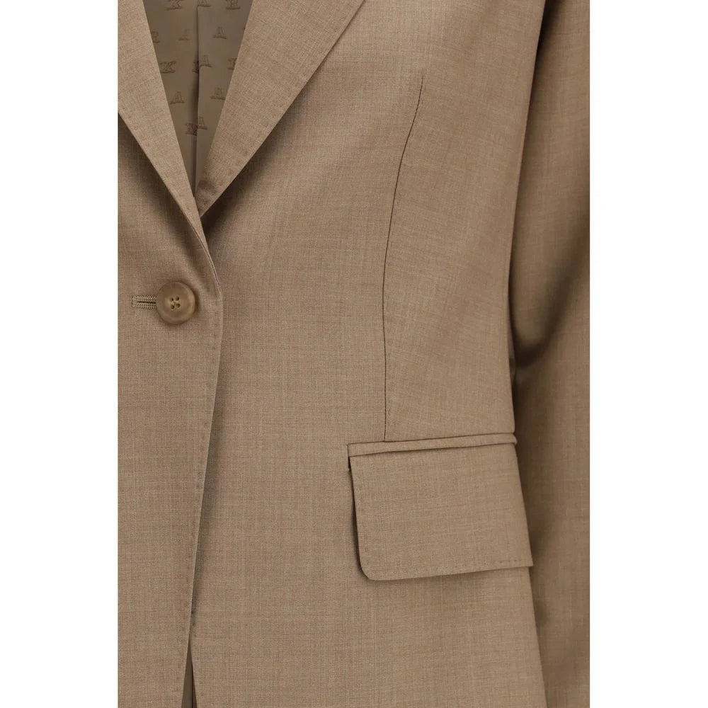 Max Mara Beige Fleece Wool Blazer - IT40 | M