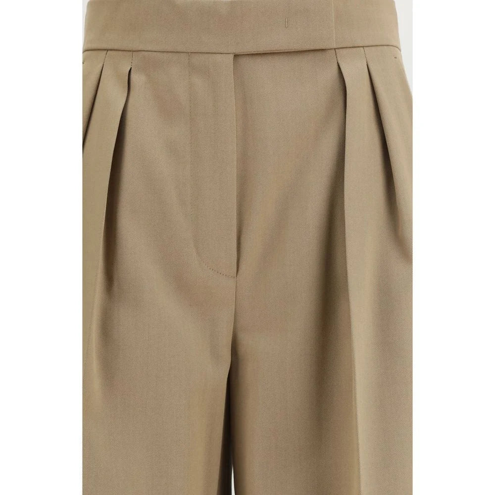 Max Mara Beige Fleece Wool Casual Pants