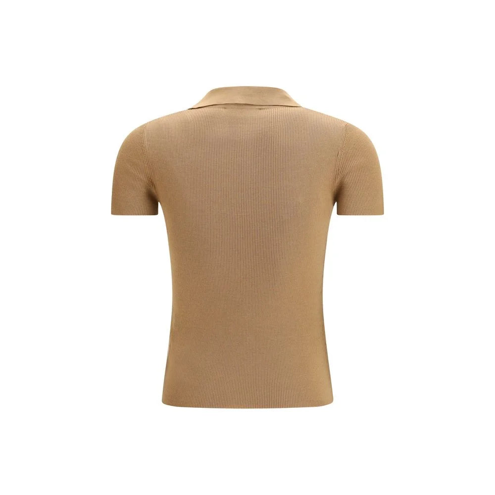 Max Mara Beige Fleece Wool Dress Shirt
