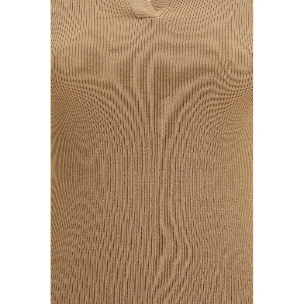 Max Mara Beige Fleece Wool Dress Shirt
