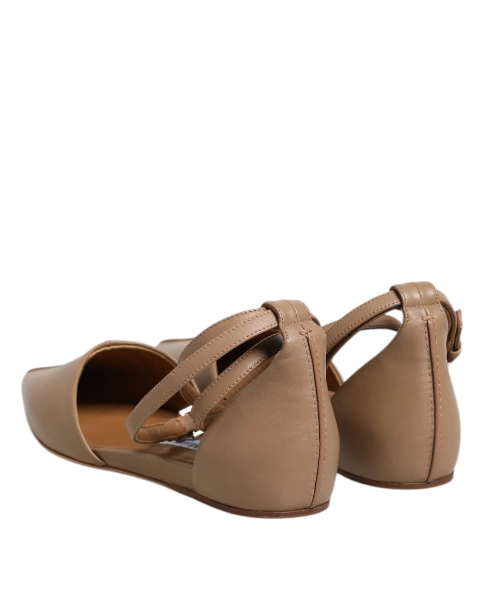 Max Mara Beige Leather Pointed Toe Sandals Ballet Flat Shoes - EU37/US6.5 - Flats