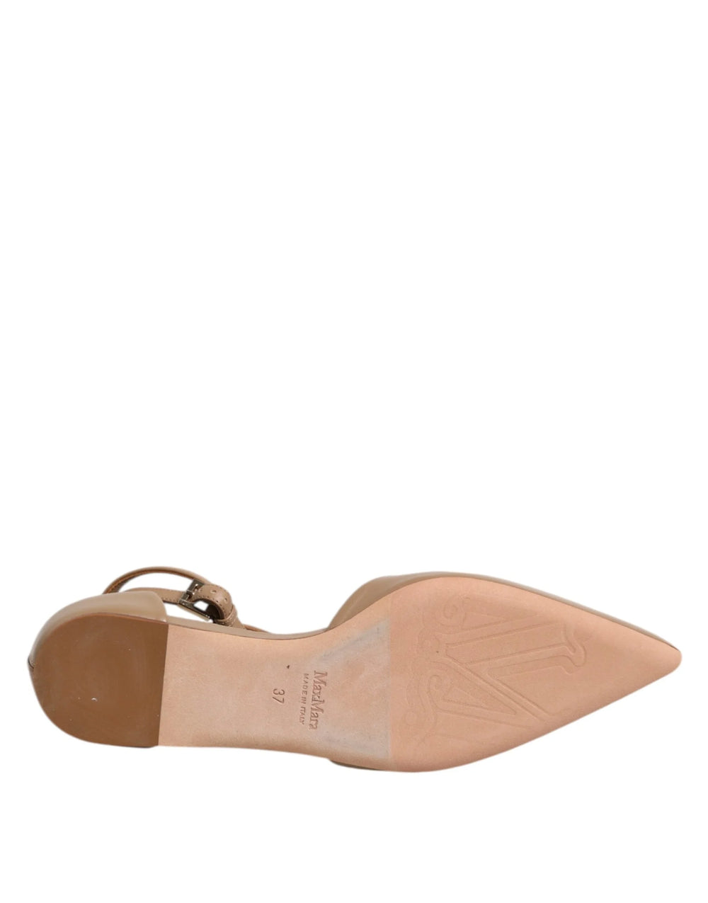 Max Mara Beige Leather Pointed Toe Sandals Ballet Flat Shoes - EU37/US6.5 - Flats