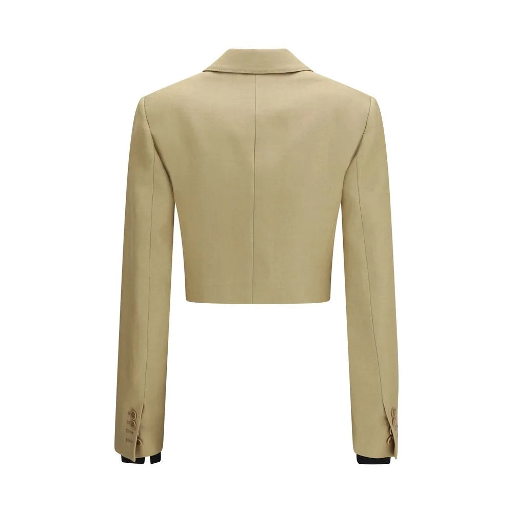 Max Mara מעיל ג'ינס מבד פשתן בז'