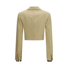 Max Mara מעיל ג'ינס מבד פשתן בז'