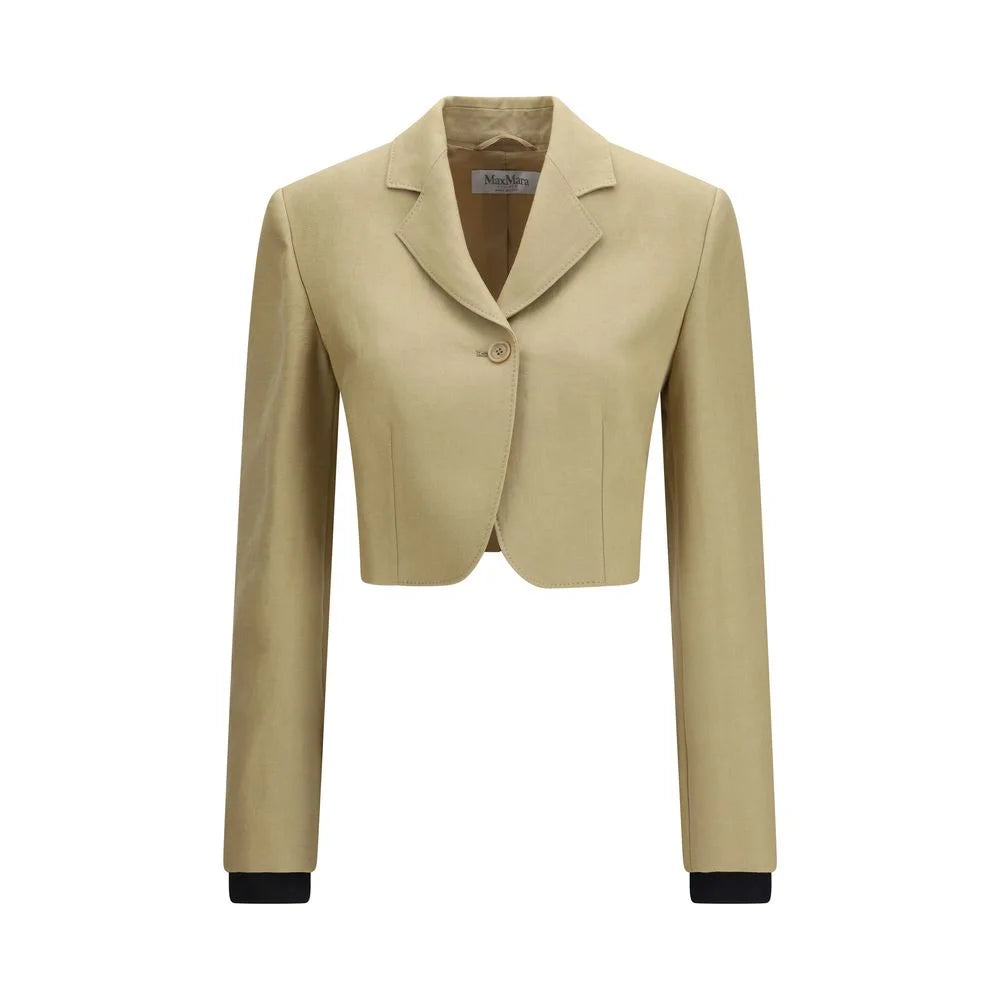 Max Mara מעיל ג'ינס מבד פשתן בז'