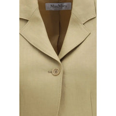 Max Mara מעיל ג'ינס מבד פשתן בז'