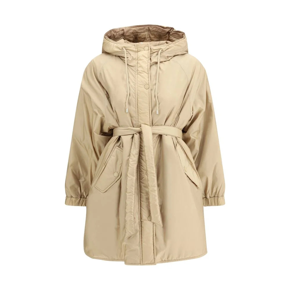 Max Mara Beige Polyester Full-Length Jacket