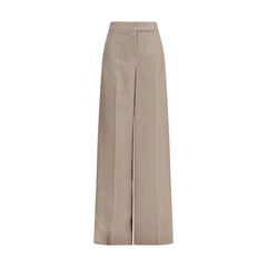 Calças casuais de seda bege Max Mara