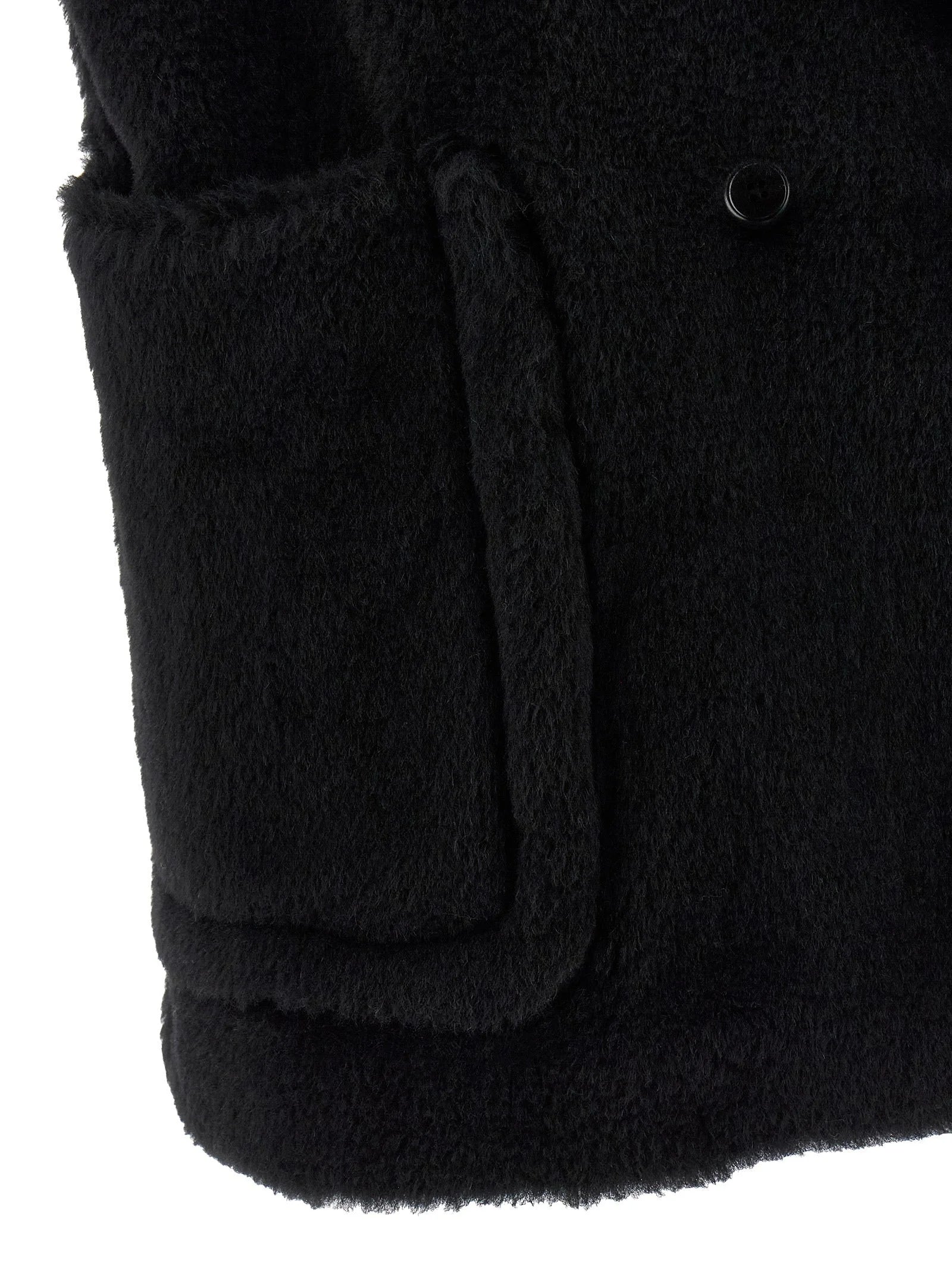 Max Mara Black Alpaca Leather Sleeveless Jacket - IT42