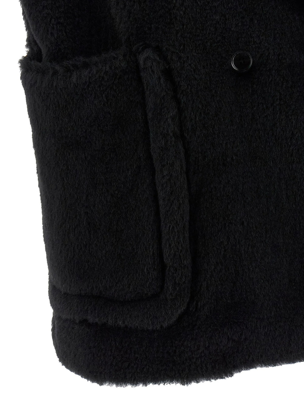 Max Mara Black Alpaca Leather Sleeveless Jacket - IT42