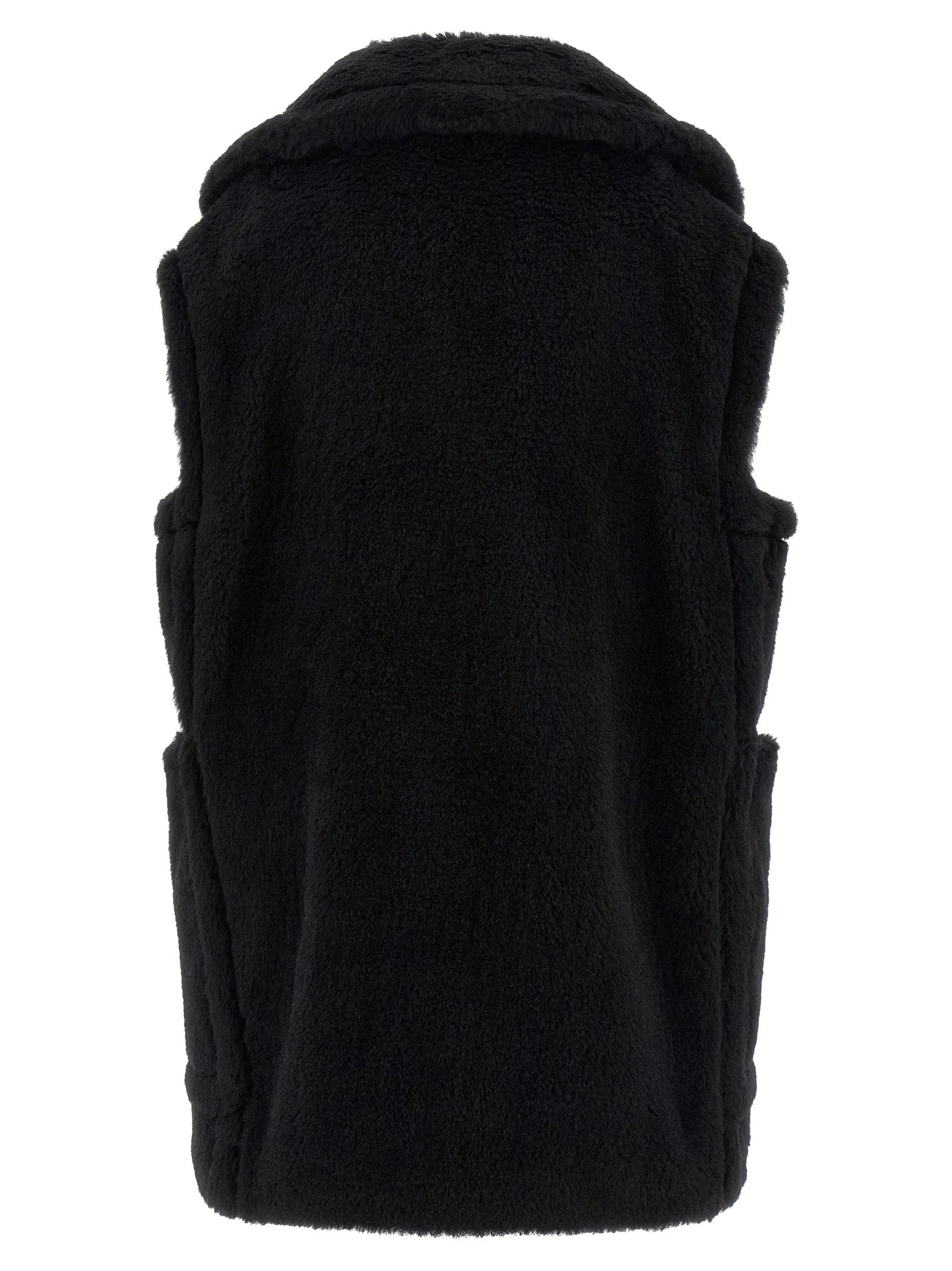 Max Mara Black Alpaca Leather Sleeveless Jacket - IT42