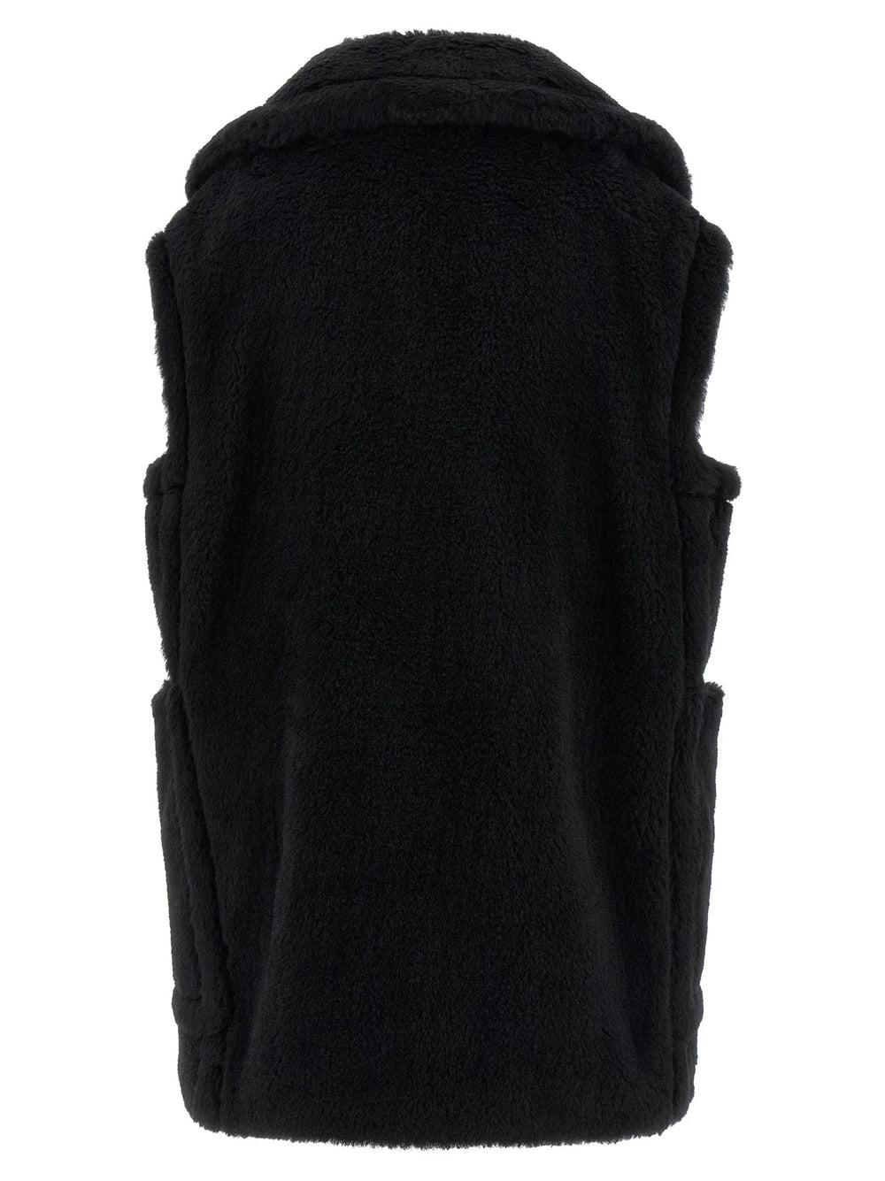 Max Mara Black Alpaca Leather Sleeveless Jacket - IT42