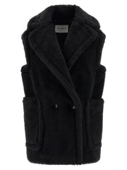 Max Mara Black Alpaca Leather Sleeveless Jacket - IT42