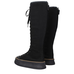 Max Mara Black Fabric Lace-Up Boots - EU36/US6