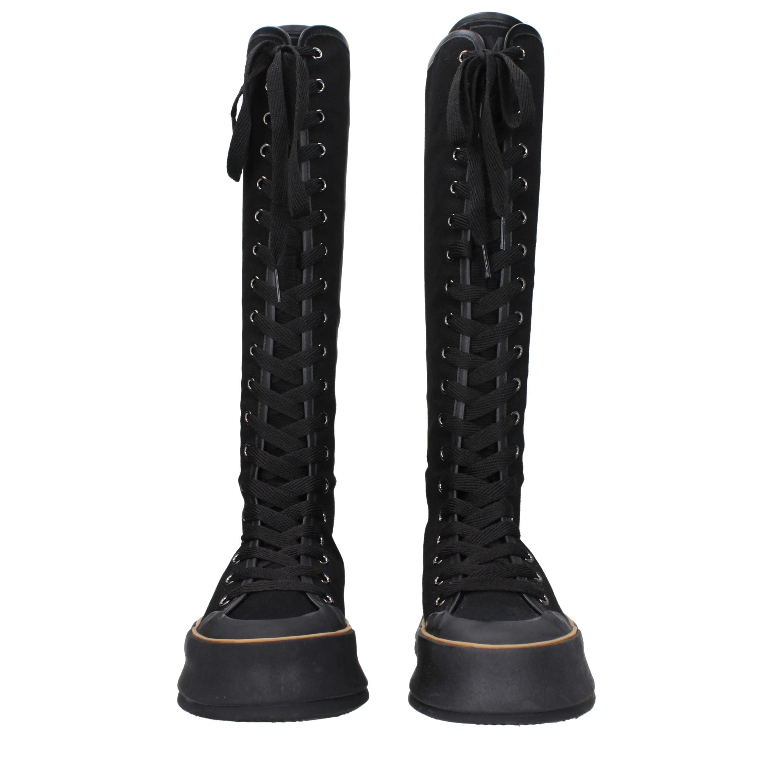 Max Mara Black Fabric Lace-Up Boots - EU36/US6
