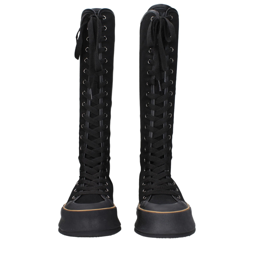 Max Mara Black Fabric Lace-Up Boots - EU36/US6