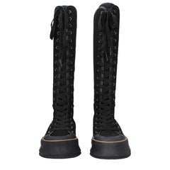 Max Mara Black Fabric Lace-Up Boots - EU36/US6