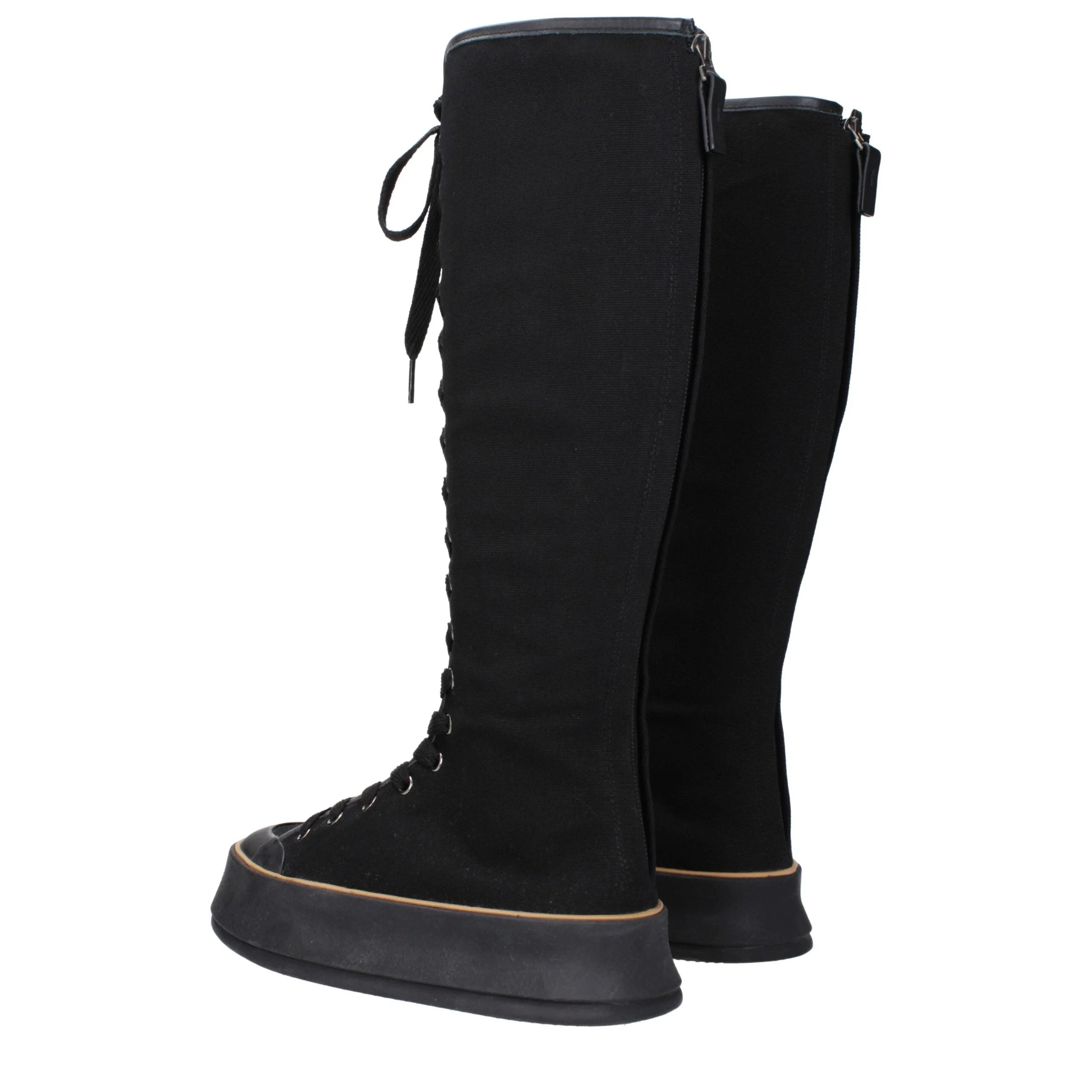 Max Mara Black Fabric Lace-Up Boots - EU36/US6