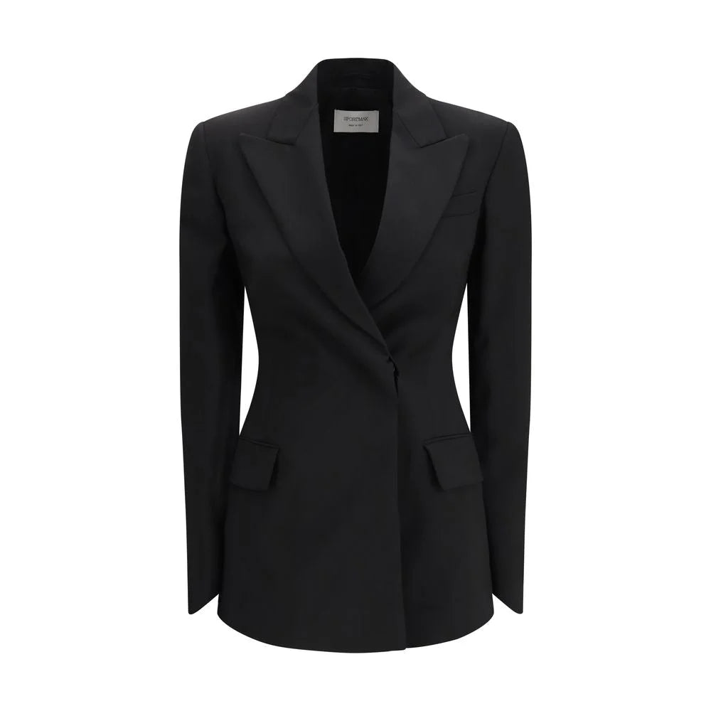 Max Mara Black Fleece Wool Blazer - IT36 | XS