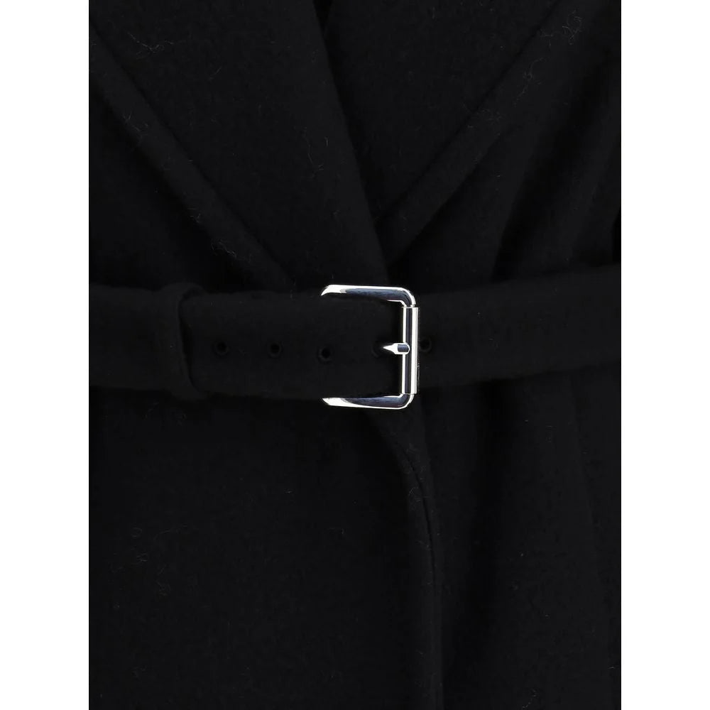 Max Mara Black Fleece Wool Coat