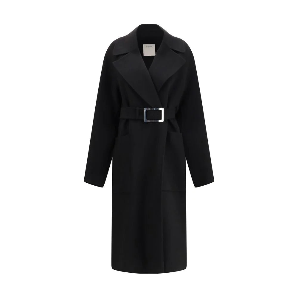 Max Mara Black Fleece Wool Coat - IT42 | L