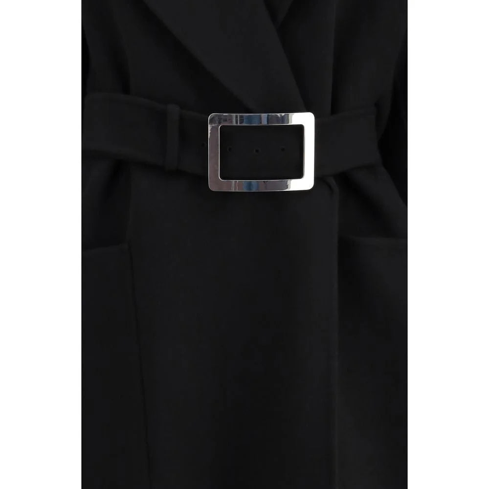 Max Mara Black Fleece Wool Coat - IT42 | L