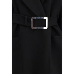Max Mara Black Fleece Wool Coat - IT42 | L