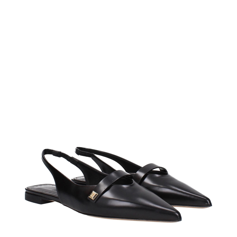 Max Mara Black Leather Ballet Flats - Flats
