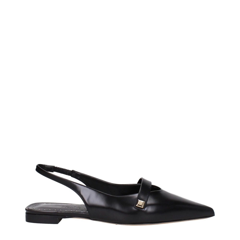 Max Mara Black Leather Ballet Flats - Flats