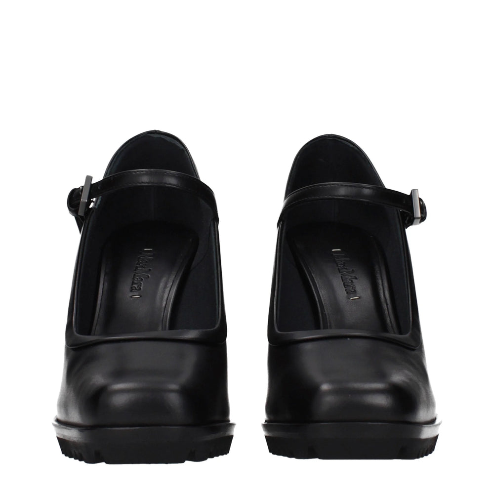 Max Mara Black Leather High Heel Pumps