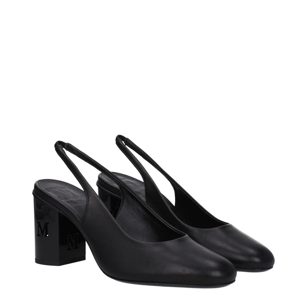 Max Mara Black Leather High Heel Pumps - Heels
