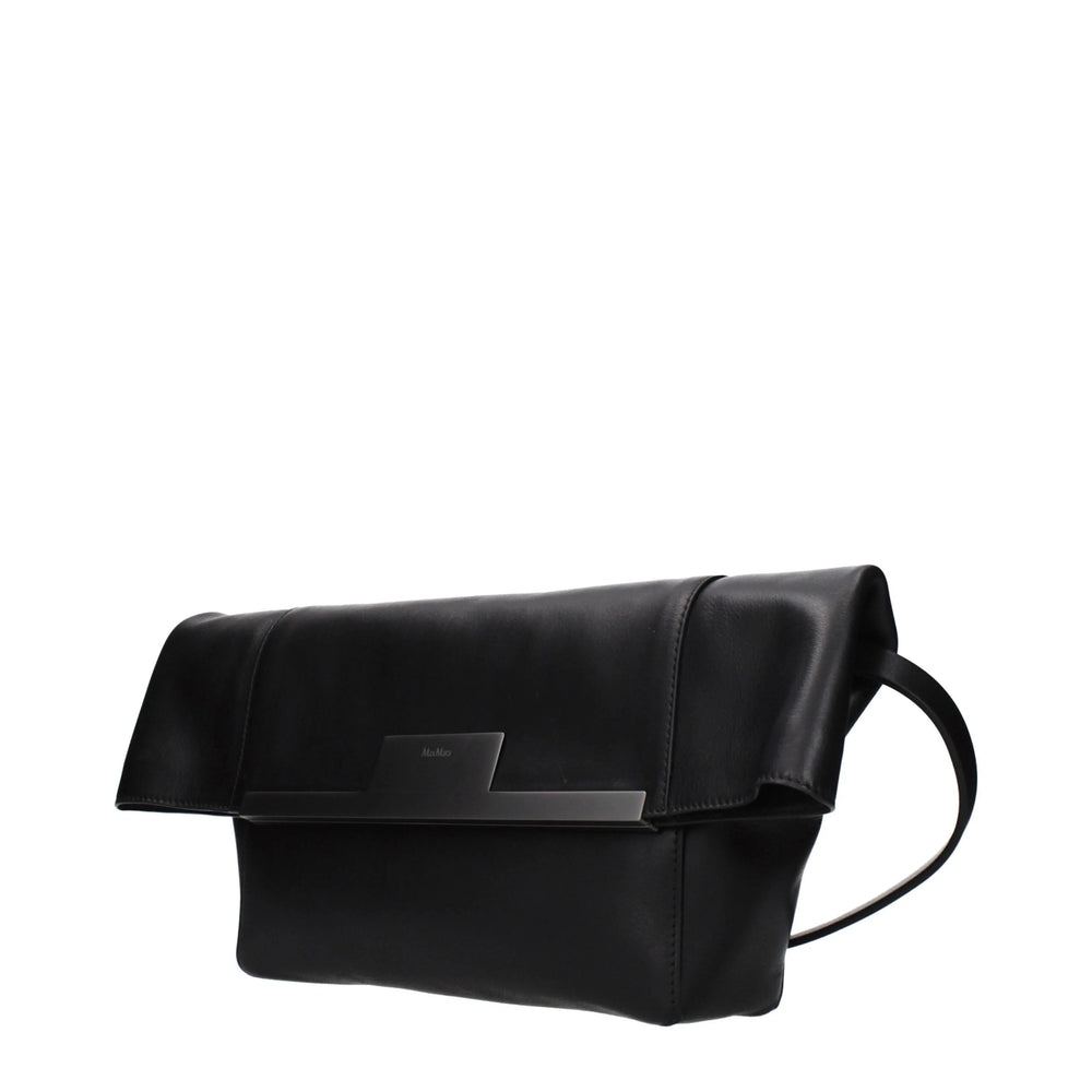 Max Mara Schwarze Lederschultertasche