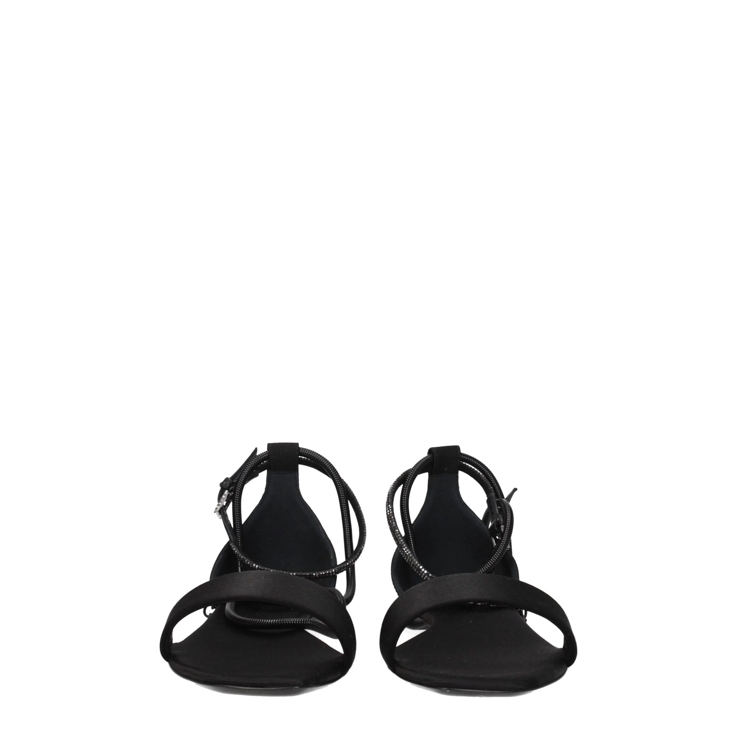 Max Mara Black Satin Flat Sandals