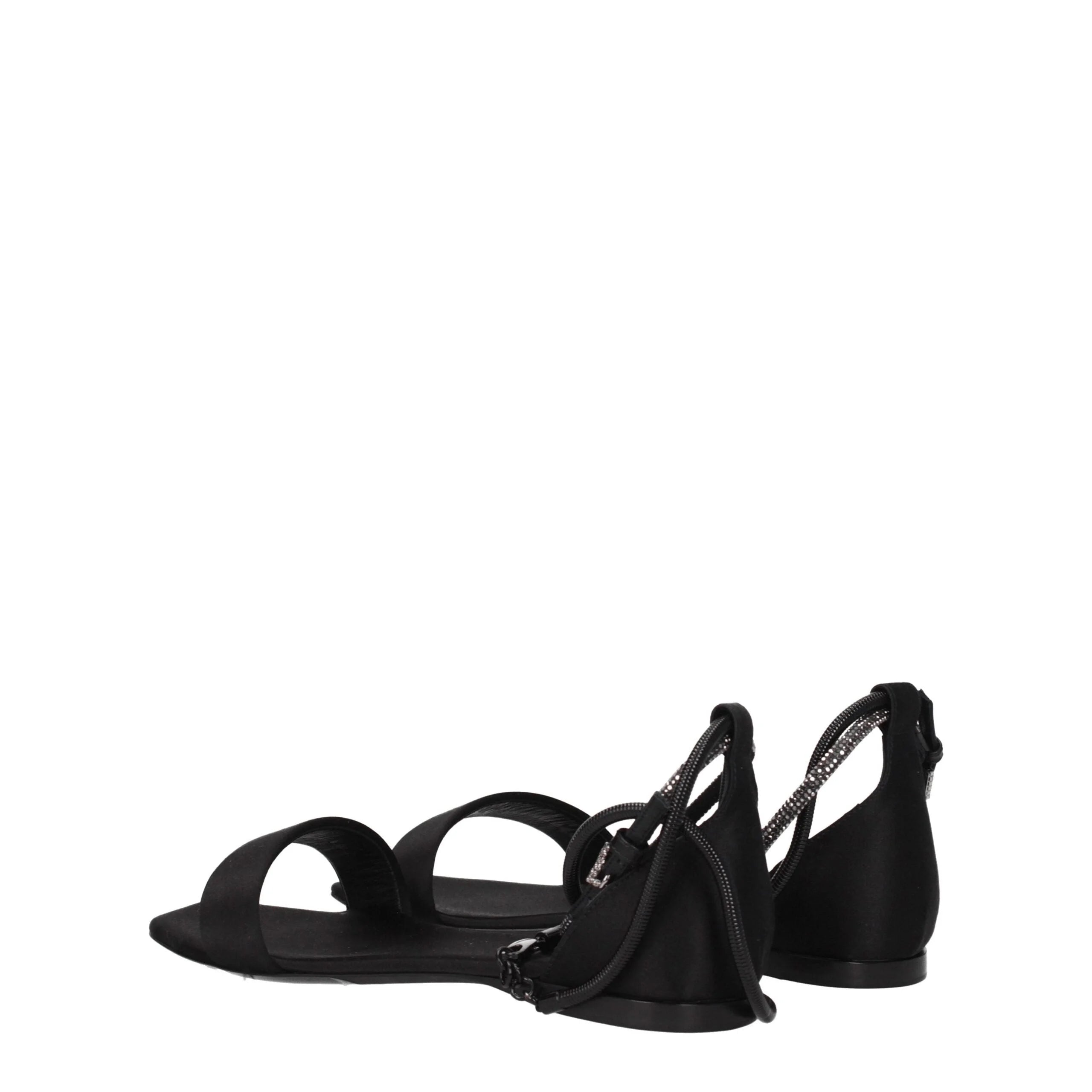 Max Mara Black Satin Flat Sandals