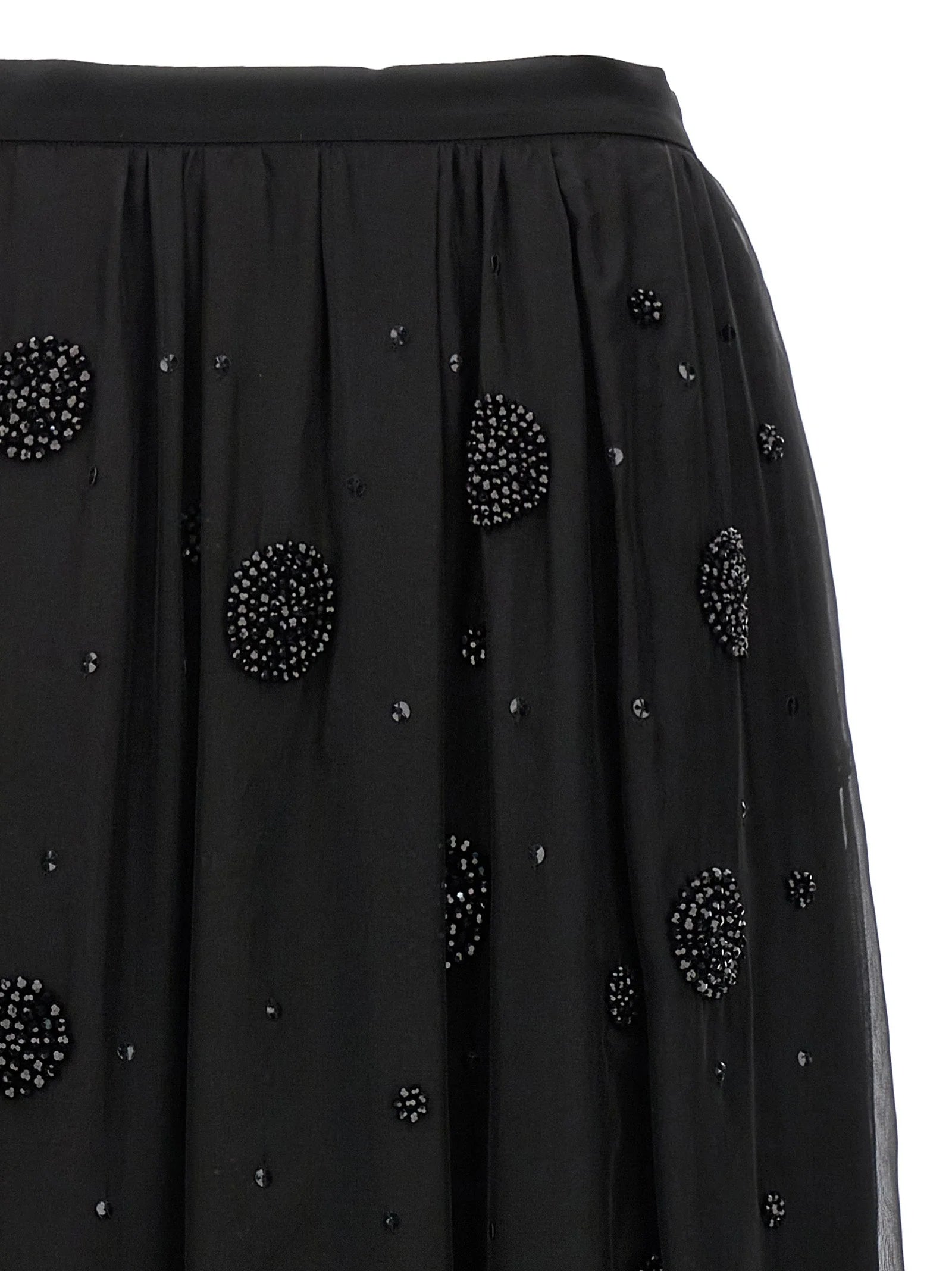 Max Mara Black Silk Midi Skirt - IT40