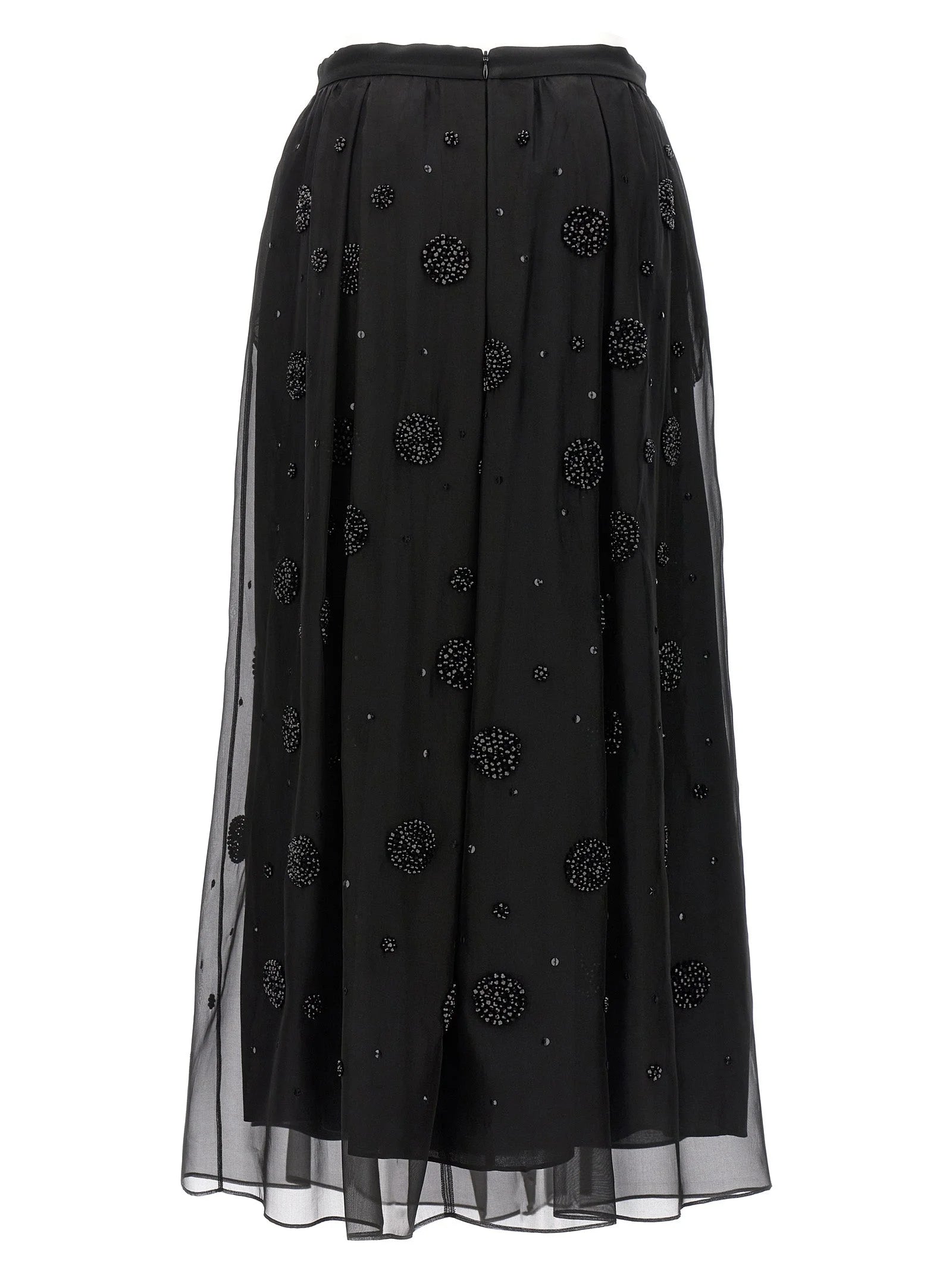 Max Mara Black Silk Midi Skirt - IT40