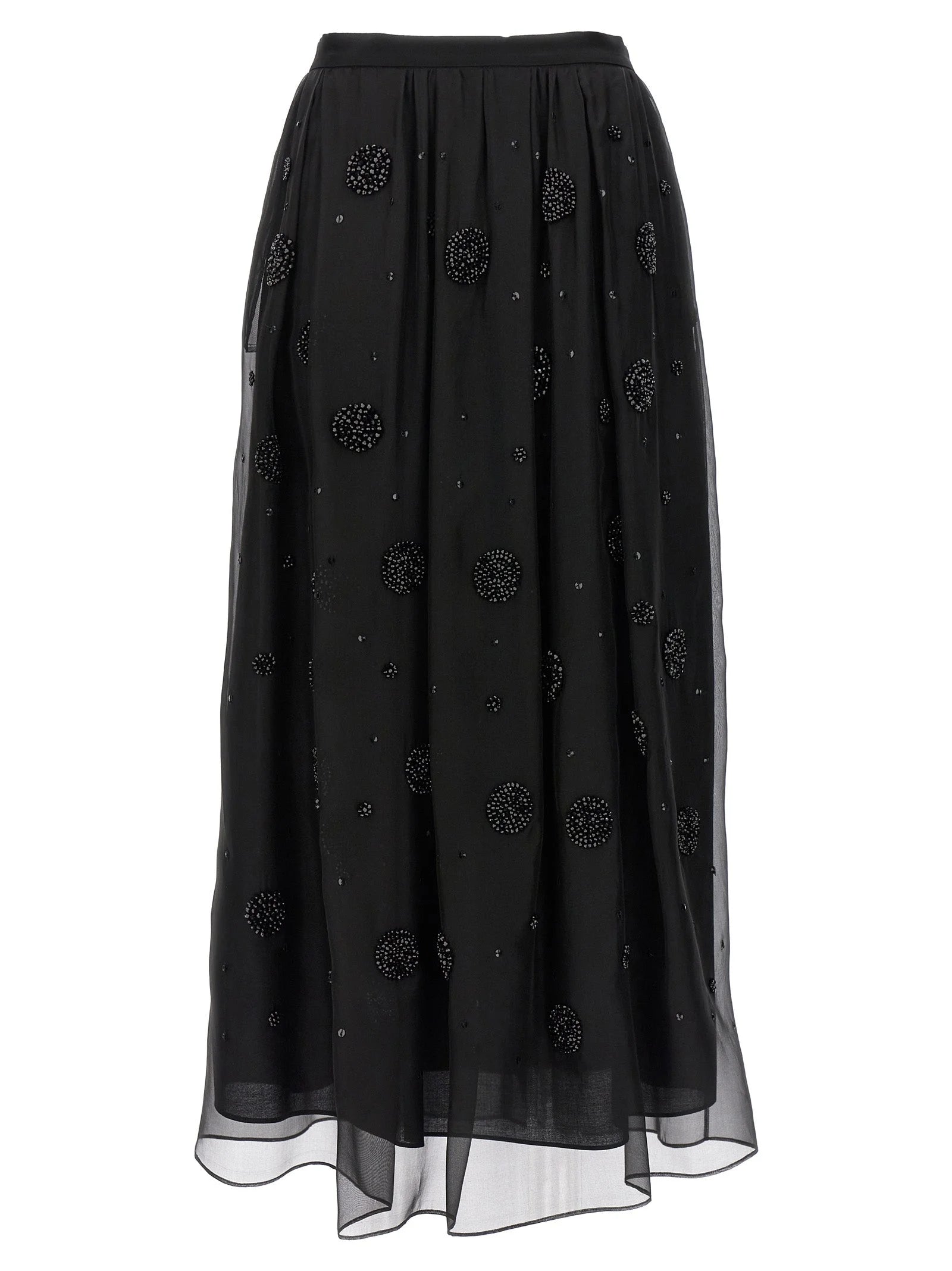 Max Mara Black Silk Midi Skirt - IT40