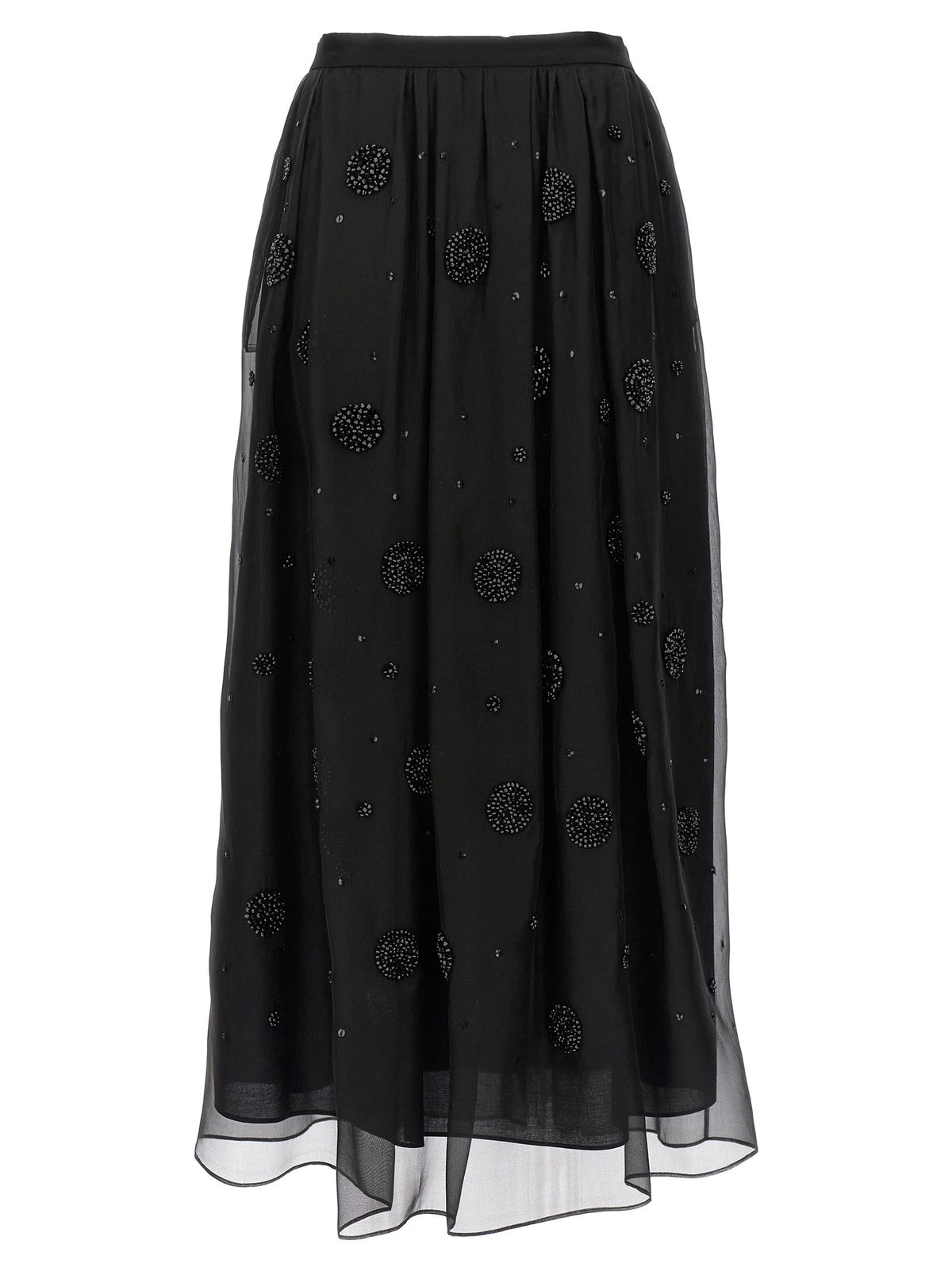 Max Mara Black Silk Midi Skirt - IT40