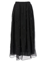 Max Mara Black Silk Midi Skirt - IT40