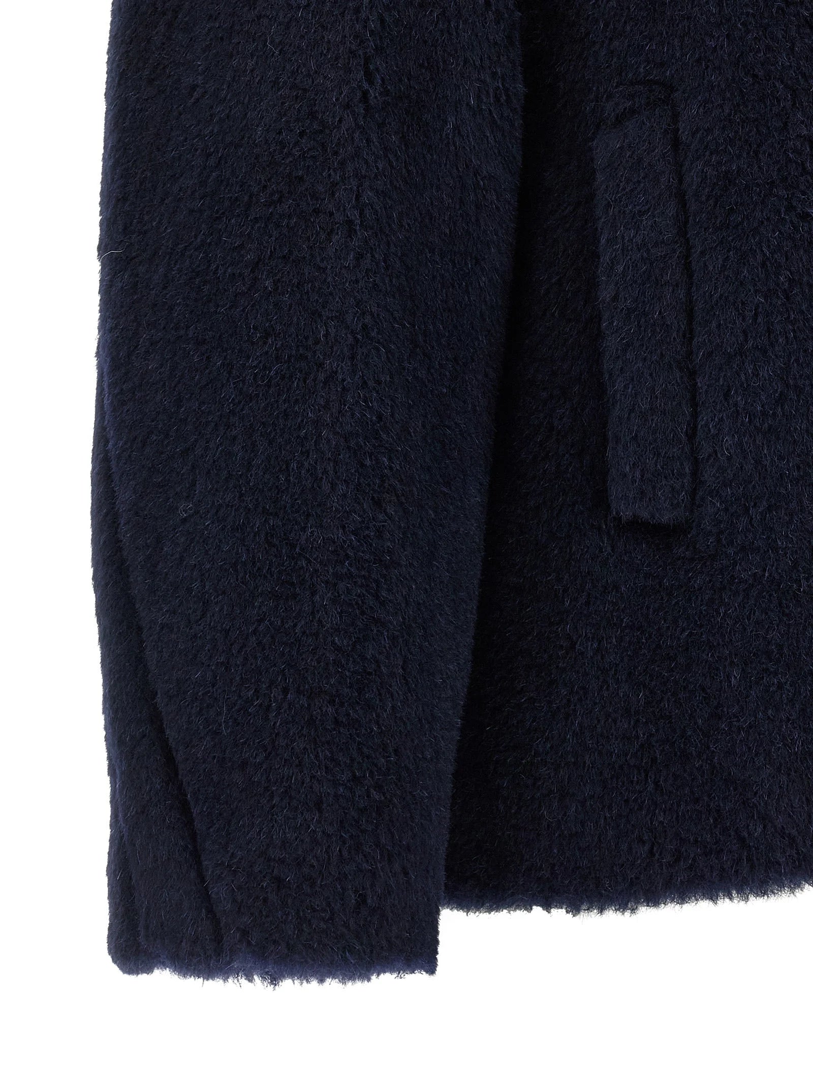 Max Mara Blue Alpaca Leather Coat