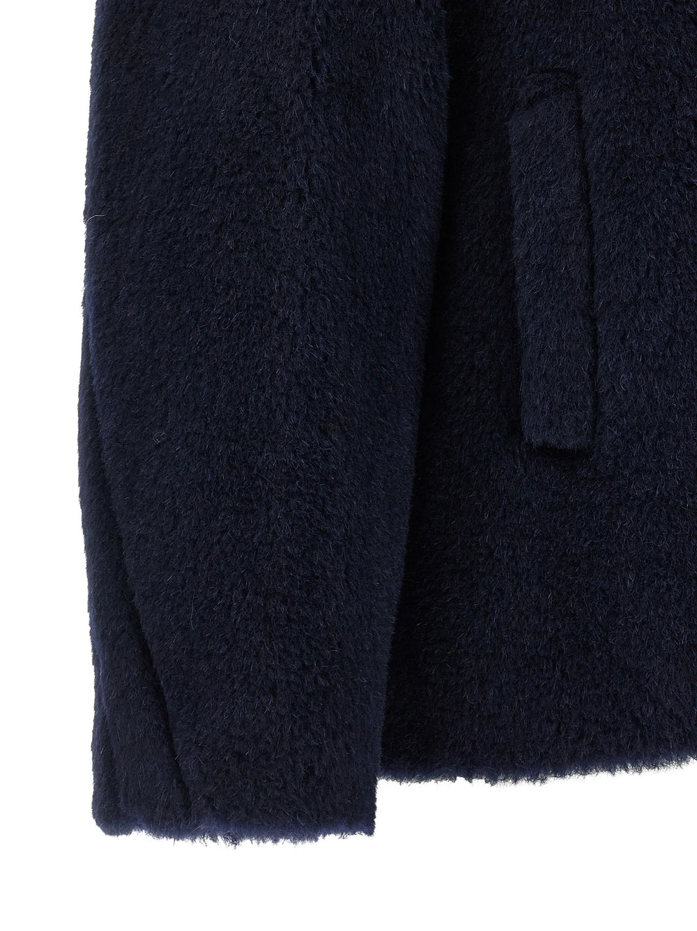 Max Mara Blue Alpaca Leather Coat
