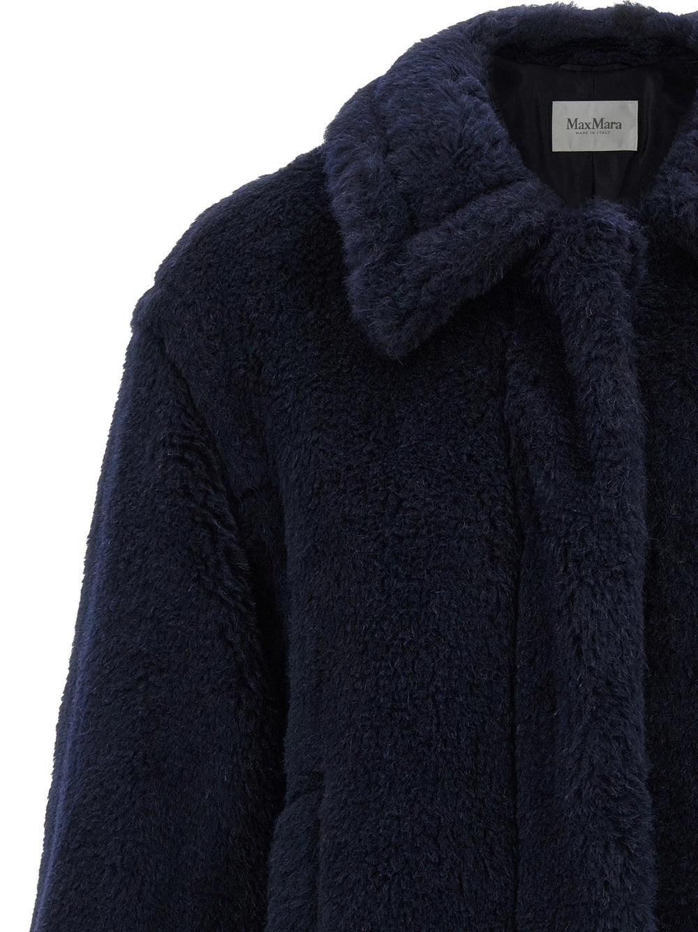 Max Mara Blue Alpaca Leather Coat