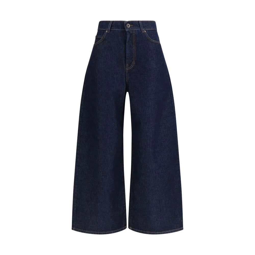 Max Mara Sininen Denim-lahkeiset Housut Puuvilla - IT46|XL