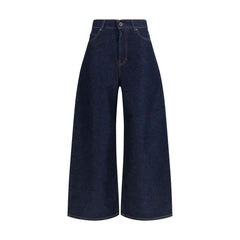 Max Mara Sininen Denim-lahkeiset Housut Puuvilla - IT46|XL
