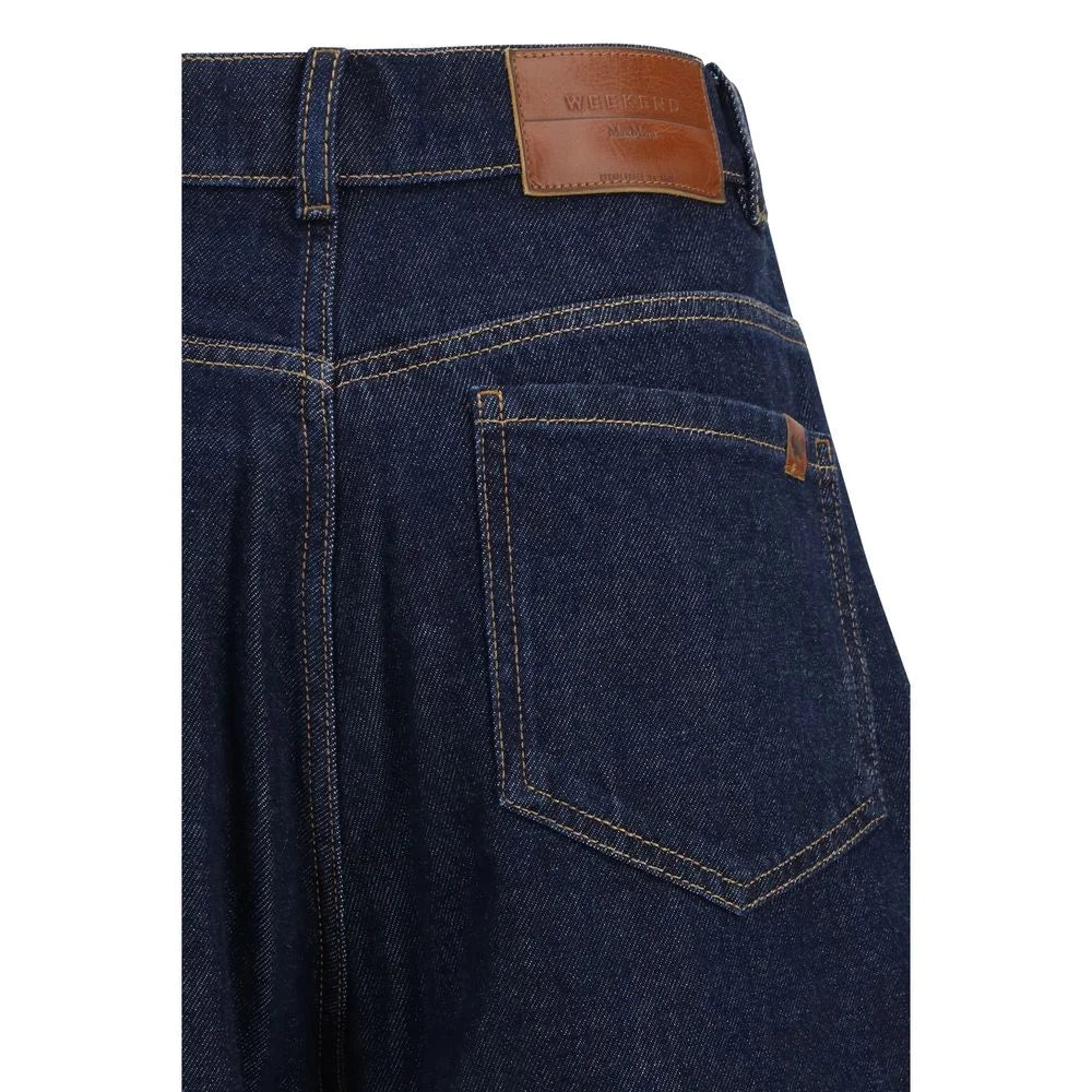 Max Mara Sininen Denim-lahkeiset Housut Puuvilla - IT46|XL