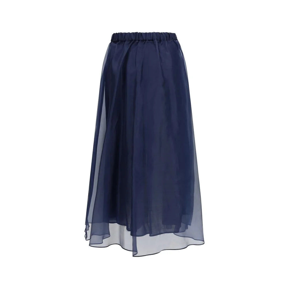 Max Mara Blue Cotton Long Skirt - IT44 | L