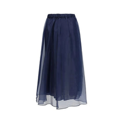 Max Mara Blue Cotton Long Skirt - IT44 | L